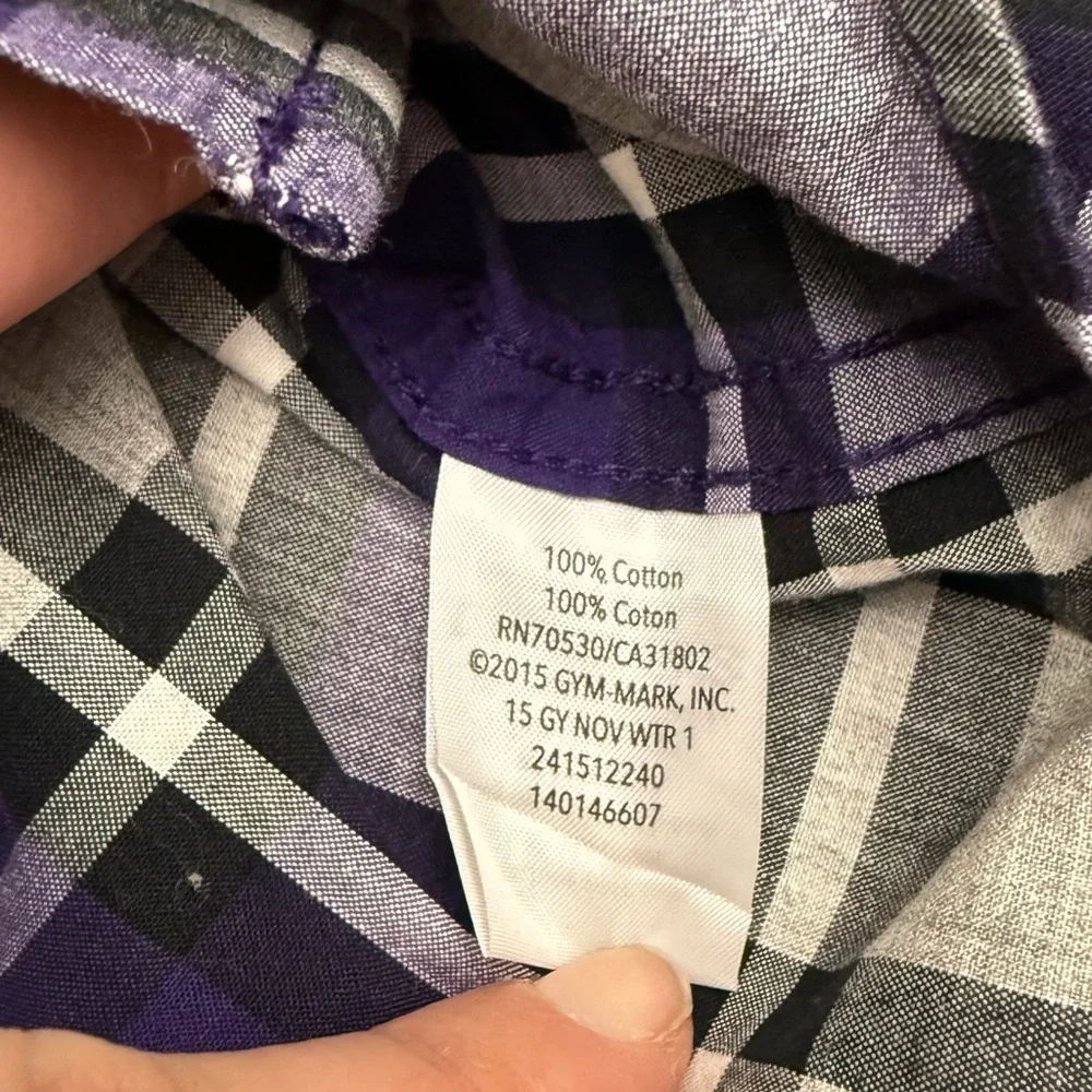 Gymboree Purple and White Plaid Button Down Shirt
